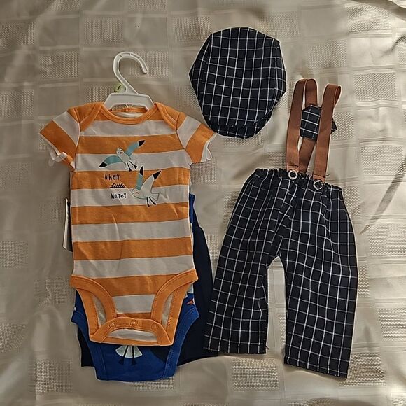 Carter's Baby Boy Newborn Bundle Oncies & Photo Shoot Outfit Navy Blue 3 Months - Picture 16 of 16